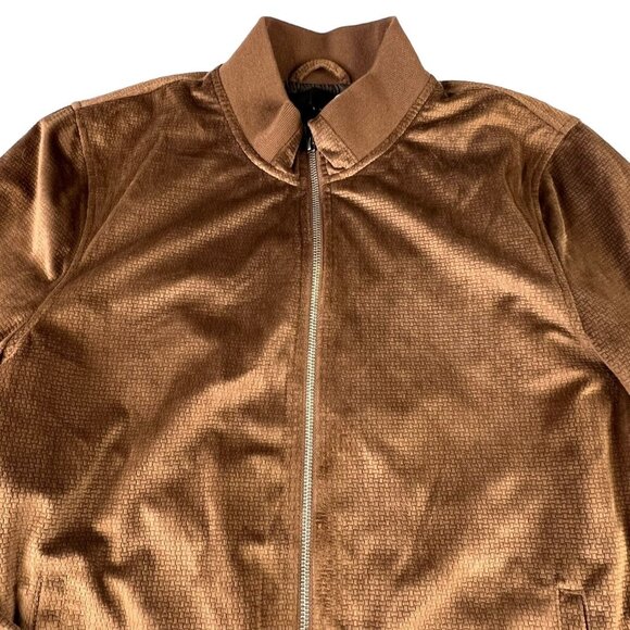 G by Guess Mens Tracksuit Jacket Size Medium Brown‎ Velour Full Zip Pockets - Picture 2 of 9